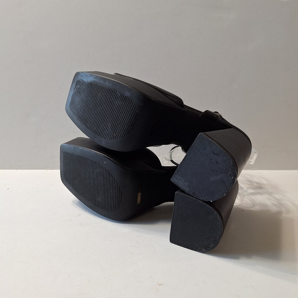 Modatope Black Y2K Bohemian Ankle Strap Chunky Platform Chunky Heels Size 7 - Picture 10 of 14